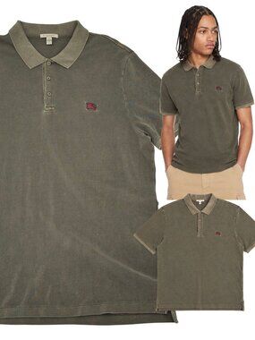 BURBERRY BRIT Faded, Garment-dyed Olive Green Polo, Sz XXL *Limited Edition*